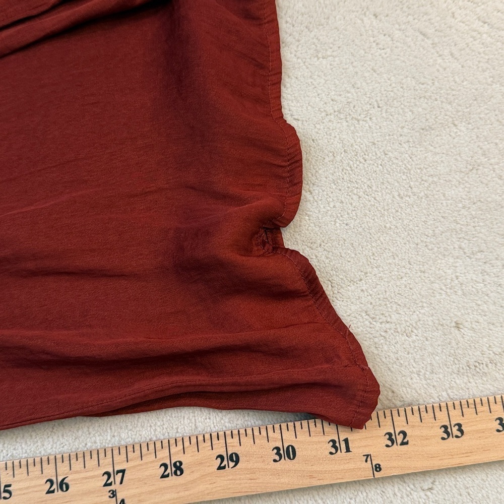 Zara Terracotta Orange Flowy Wide Leg Silky Satin Stretchy Pants Size Medium - Picture 8 of 10
